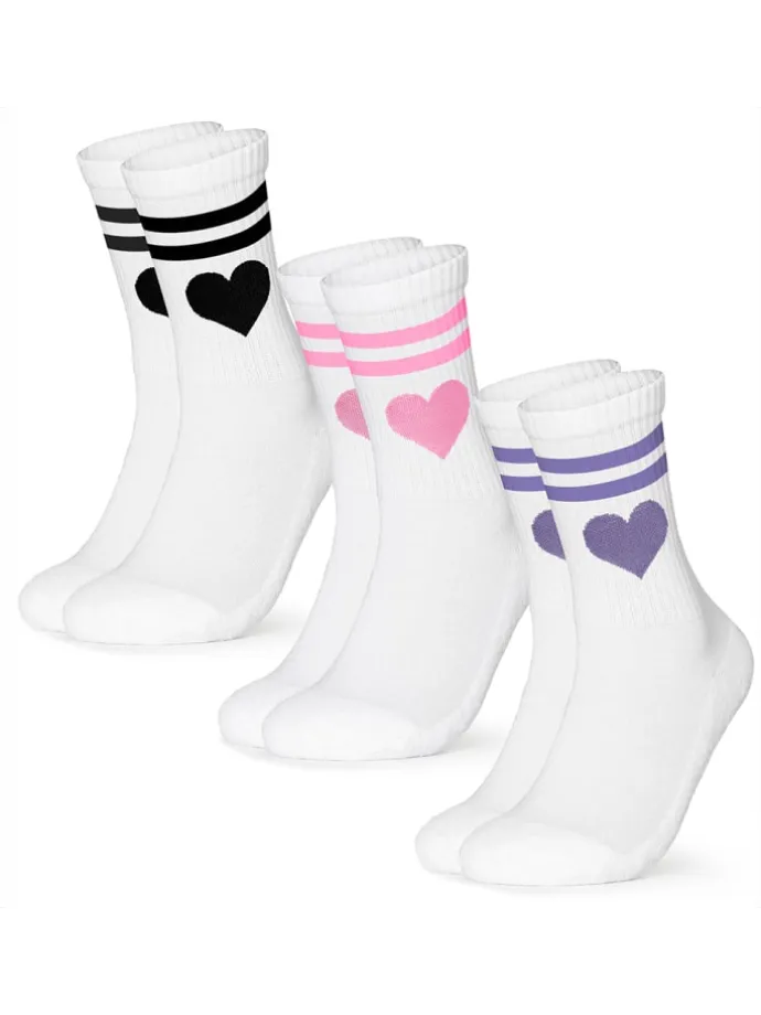 3er Pack Herz Tennis Socken Venus in Streifen