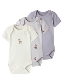3er Pack Kurzarmbodys NBFBODY LILAC MARBLE DEER in lilac marble