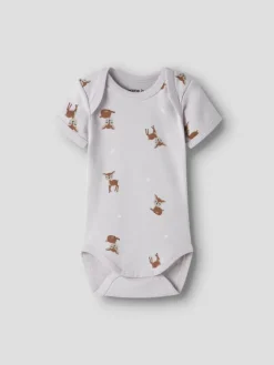 3er Pack Kurzarmbodys NBFBODY LILAC MARBLE DEER in lilac marble
