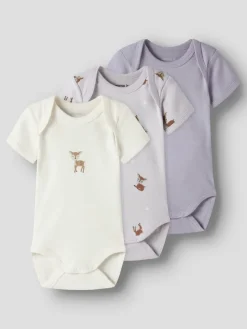 3er Pack Kurzarmbodys NBFBODY LILAC MARBLE DEER in lilac marble