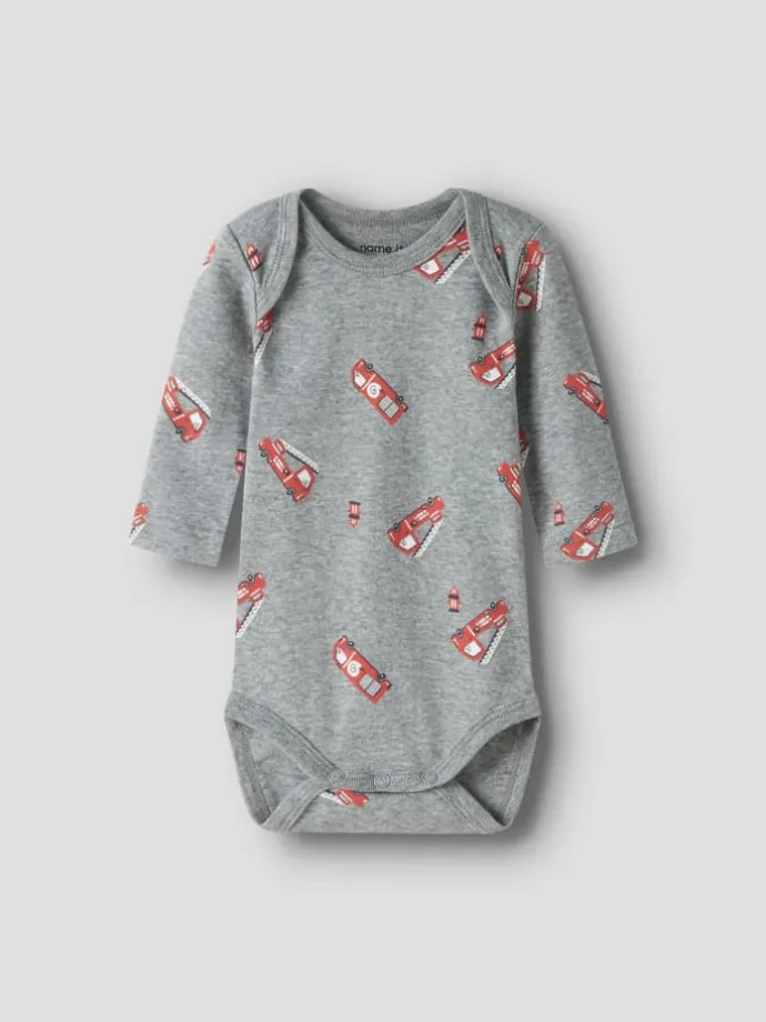 3er Pack Langarmbodys NBMBODY FIRETRUCK in grey melange