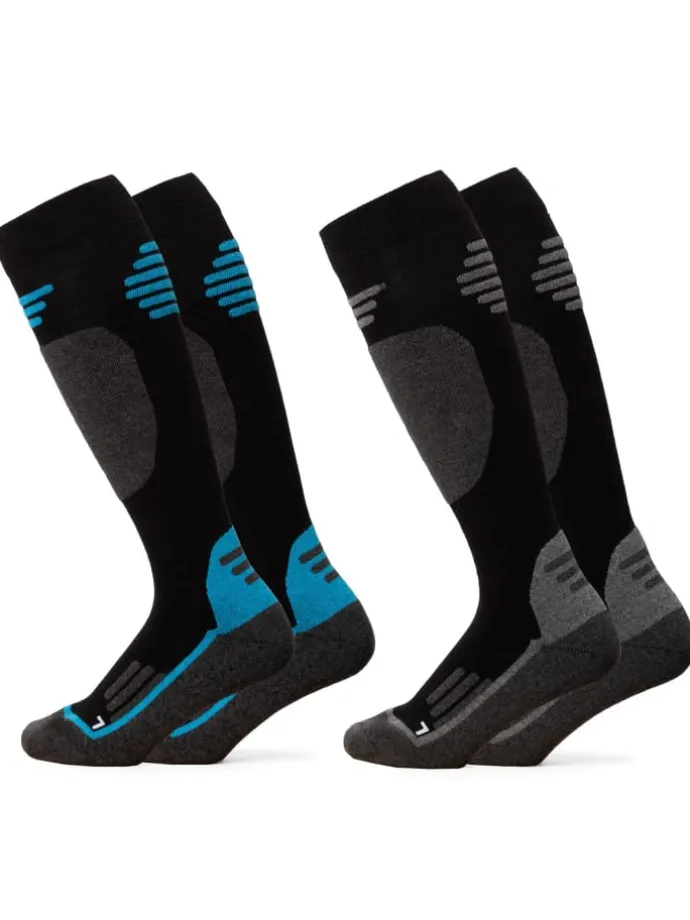 2er Pack Merino Skisocken Toni in Schwarz-Blau