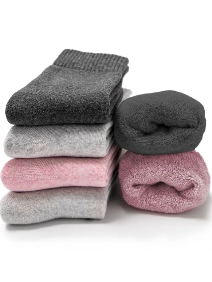 6er Pack Warme Kuschelsocken Smilla in Schwarz-Grau-Pink
