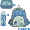 3er Set Rucksack, Brotdose & Trinkflasch in blau,gruen,motiv