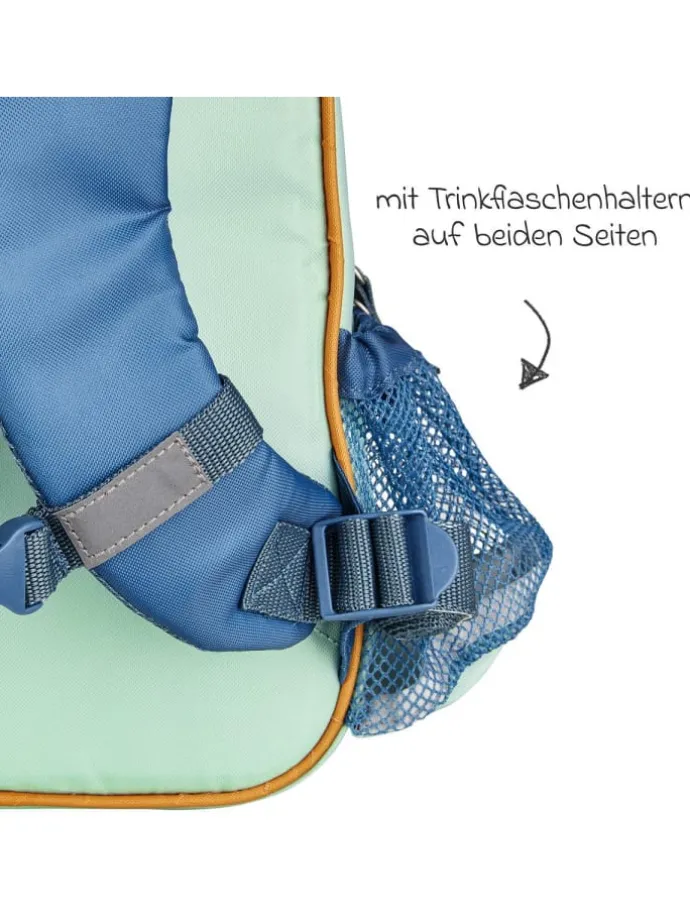 3er Set Rucksack, Brotdose & Trinkflasch in blau,gruen,motiv