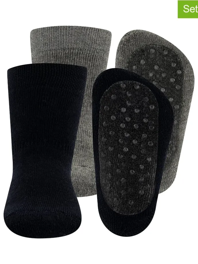 2er-Set: ABS-Socken in Schwarz/ Grau