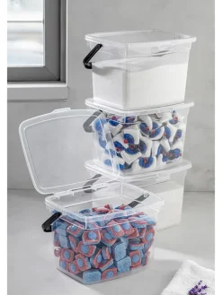 4er-Set: Aufbewahrungsdosen in Transparent - (B)16 x (H)23 x (T)18 cm