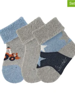 3er-Set: Baby-Socken in Grau/ Hellblau