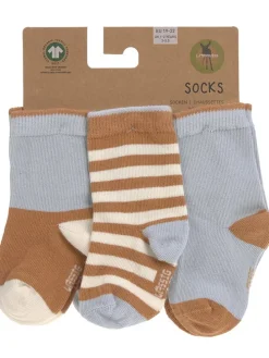 3er-Set: Babysocken in Hellblau/ Hellbraun
