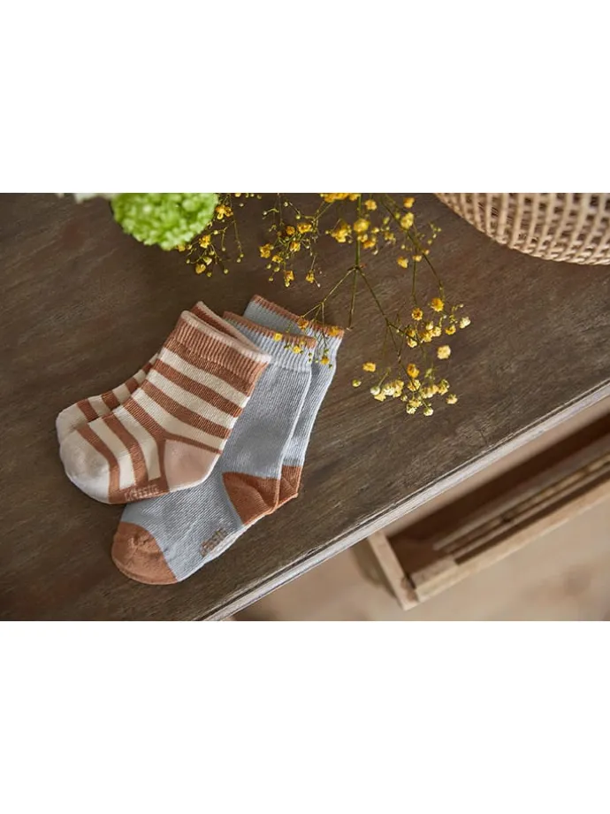 3er-Set: Babysocken in Hellblau/ Hellbraun