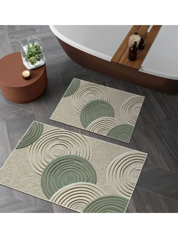 2er-Set: Badvorleger in Grün/ Beige