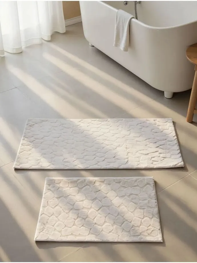 2er-Set: Badvorleger "Rabbit" in Creme