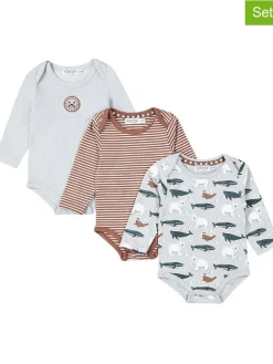 3er-Set: Bodys in Hellblau/ Hellbraun
