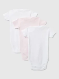 3er-Set: Bodys in Weiß/ Rosa