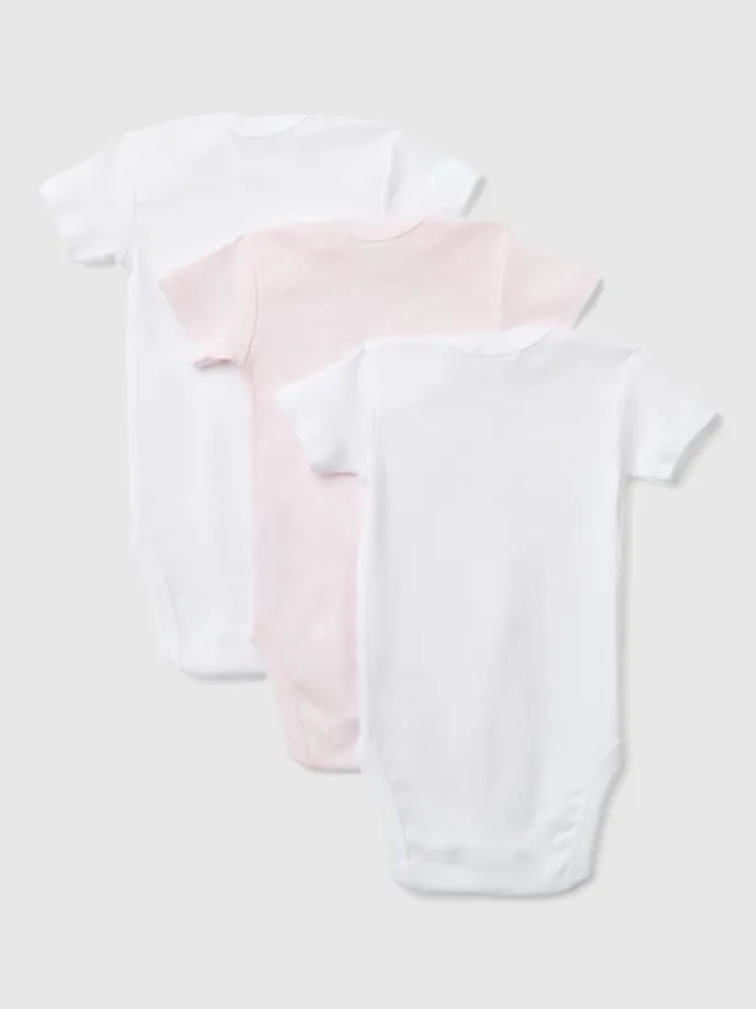 3er-Set: Bodys in Weiß/ Rosa
