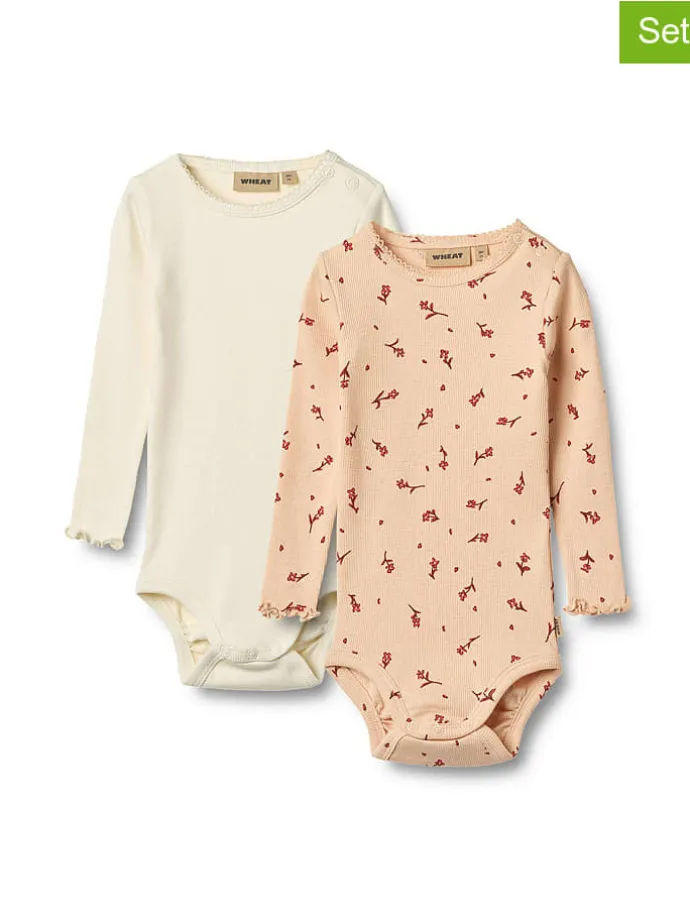 2er-Set: Bodys "Regitze" in Beige/ Orange