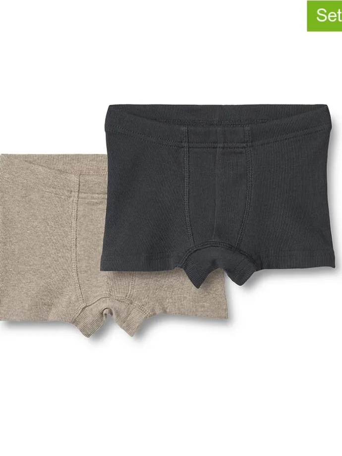 2er-Set: Boxershorts in Dunkelblau/ Taupe
