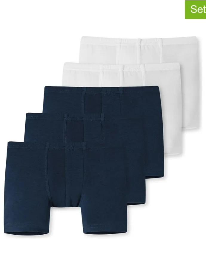 5er-Set: Boxershorts in Dunkelblau/ Weiß