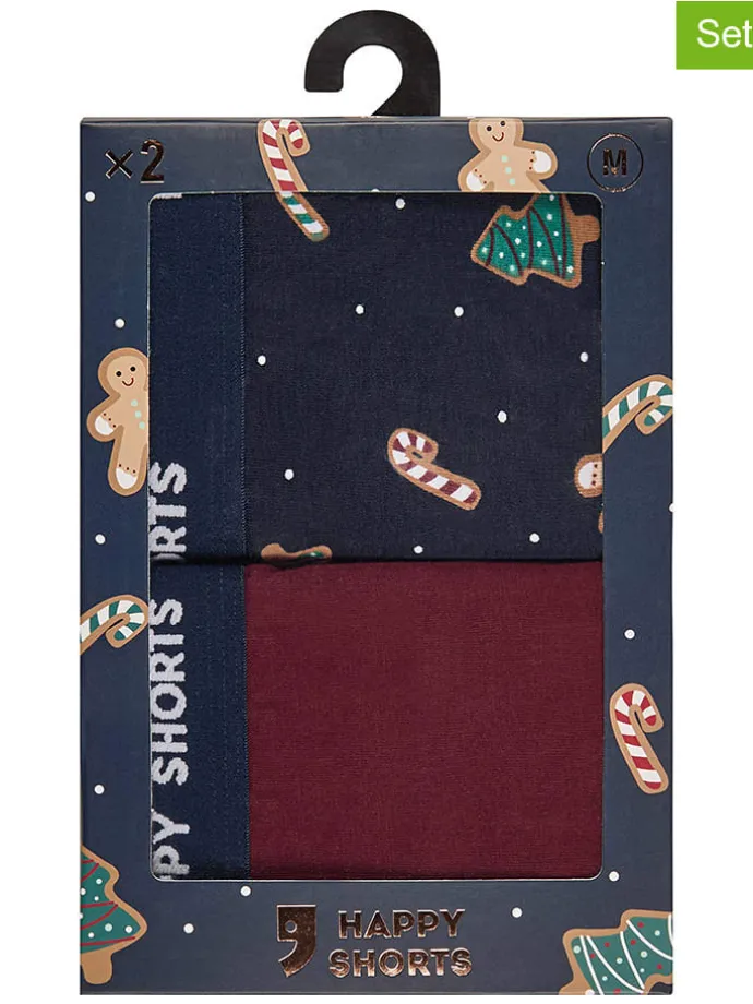 2er-Set: Boxershorts in Dunkelrot/ Dunkelblau