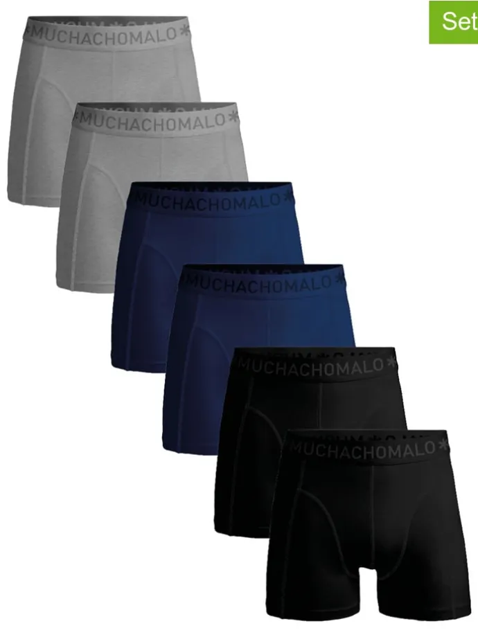 6er-Set: Boxershorts in Grau/ Dunkelblau/ Schwarz