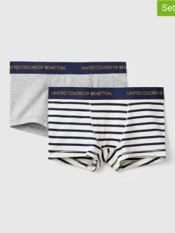 2er-Set: Boxershorts in Grau/ Creme/ Dunkelblau