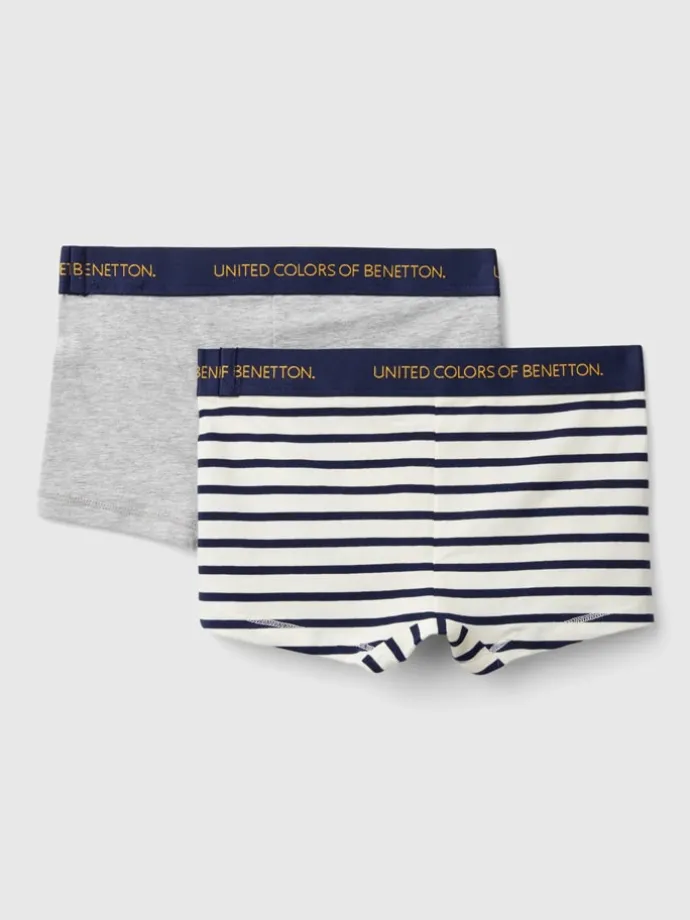 2er-Set: Boxershorts in Grau/ Creme/ Dunkelblau