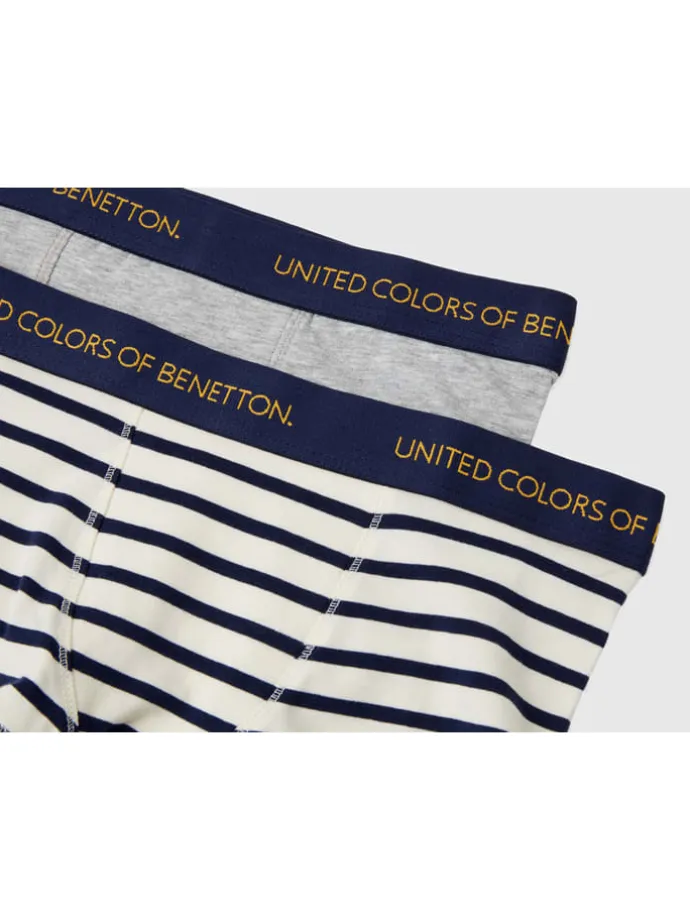 2er-Set: Boxershorts in Grau/ Creme/ Dunkelblau