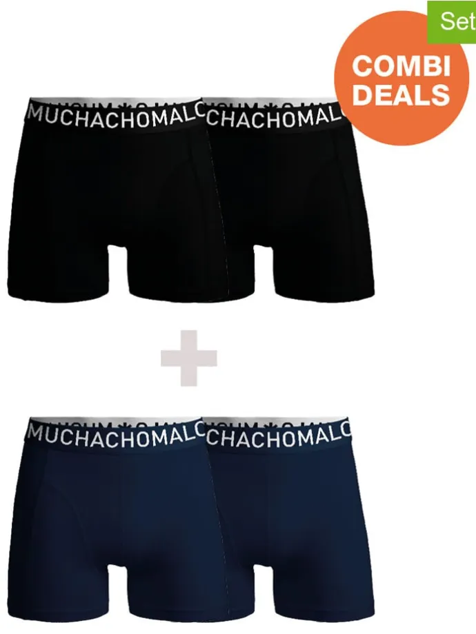 4er-Set: Boxershorts in Schwarz/ Dunkelblau