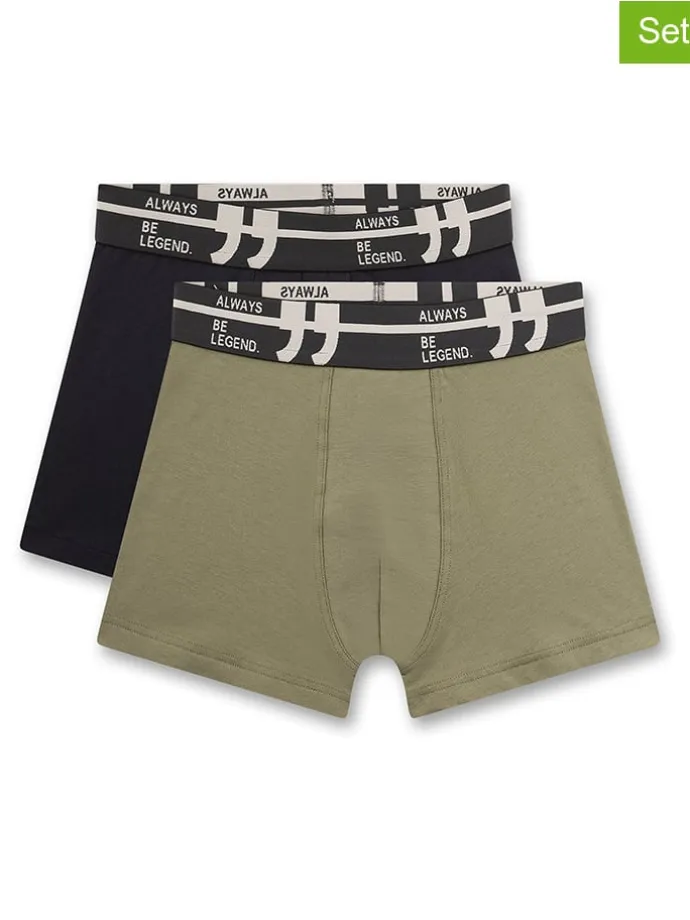 2er-Set: Boxershorts in Schwarz/ Khaki