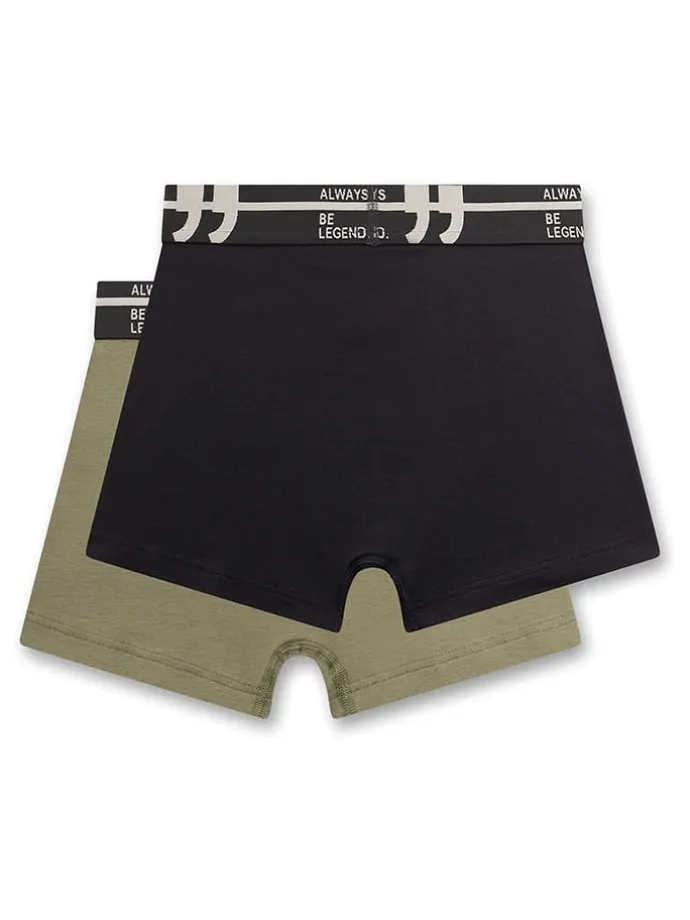 2er-Set: Boxershorts in Schwarz/ Khaki