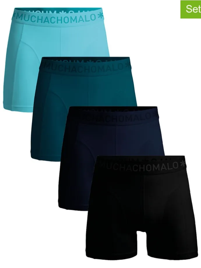4er-Set: Boxershorts in Türkis/ Dunkelblau/ Schwarz