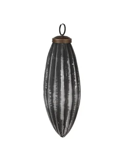 4er-Set: Christbaumkugeln in Grau/ Silber - (H)15 x  Ø 8 cm