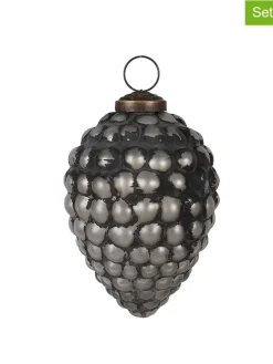 2er-Set: Christbaumkugeln in Silber/ Schwarz - (H)11 x  Ø 8 cm
