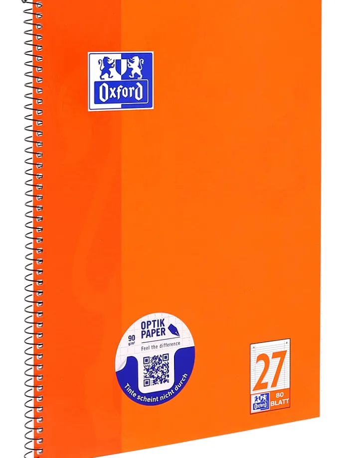5er-Set: Collegeblöcke "Oxford - Lineatur 27" in Orange - DIN A4