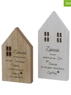 2er-Set: Dekoobjekte "Zuhause" in Natur/ Weiß