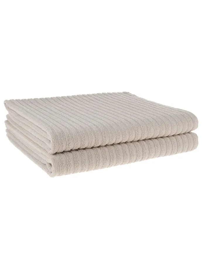 2er-Set: Duschtücher in Beige - (L)140 x (B)70 cm