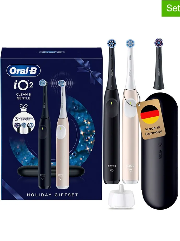 2er-Set: Elektrische Zahnbürsten "iO Series 2" in Schwarz/ Gold