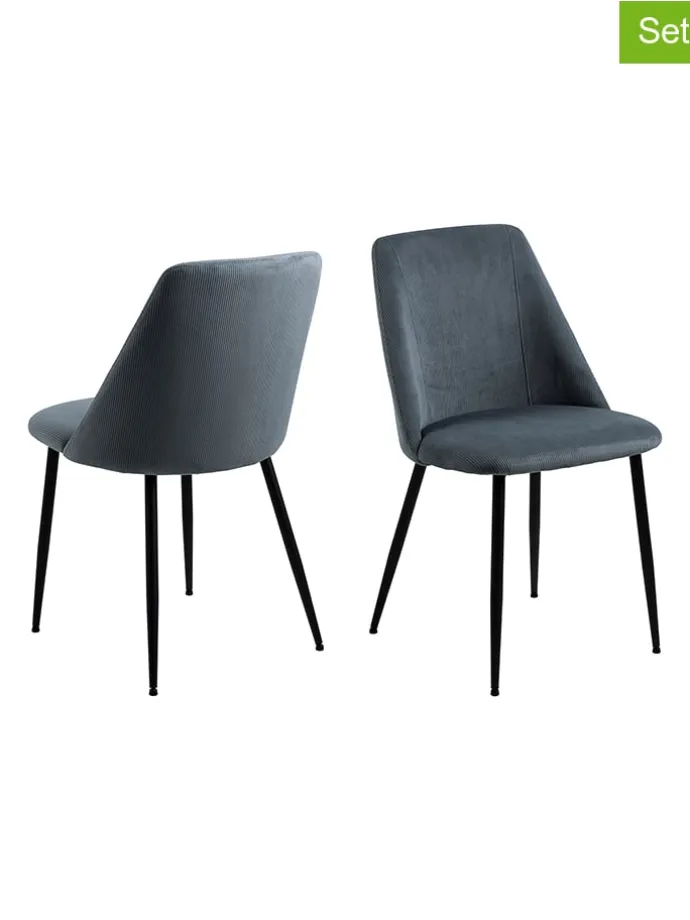 4er-Set: Esszimmerstühle "Ines" in Grau - (B)49,2 x (H)84 x (T)57,5 cm