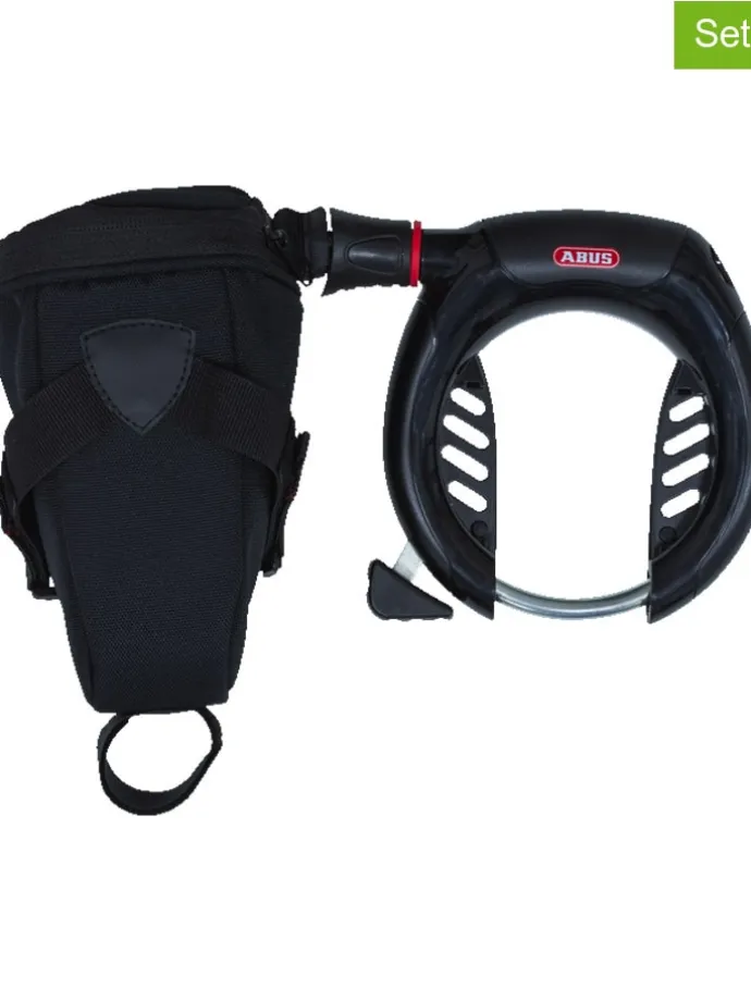 3er-Set: Fahrradschlösser & Tasche in Schwarz