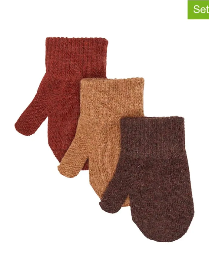3er-Set: Fästlinge in Dunkelbraun/ Camel/ Bordeaux