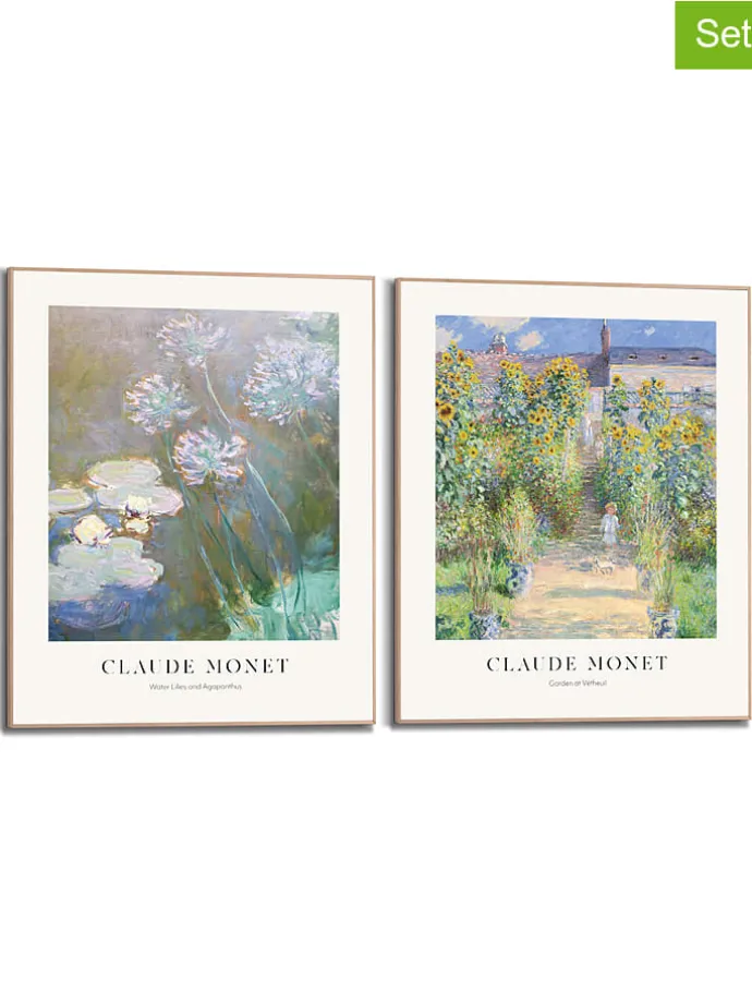 2er-Set: Gerahmte Kunstdrucke "Claude Monet - Purple Blue" - (B)40 x (H)50 cm