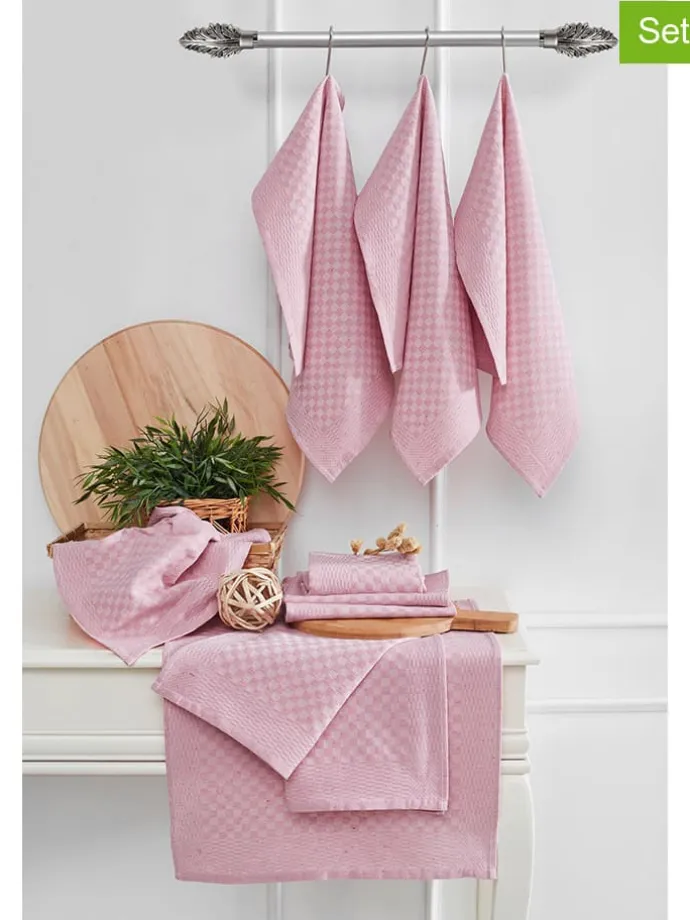 10er-Set: Geschirrtücher in Rosa