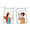 2er-Set: Geschirrtücher in Weiß/ Bunt - (L)70 x (B)50 cm