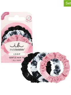 2er-Set: Haargummis "Loop" in Schwarz/ Weiß/ Rosa - á 3 Stück