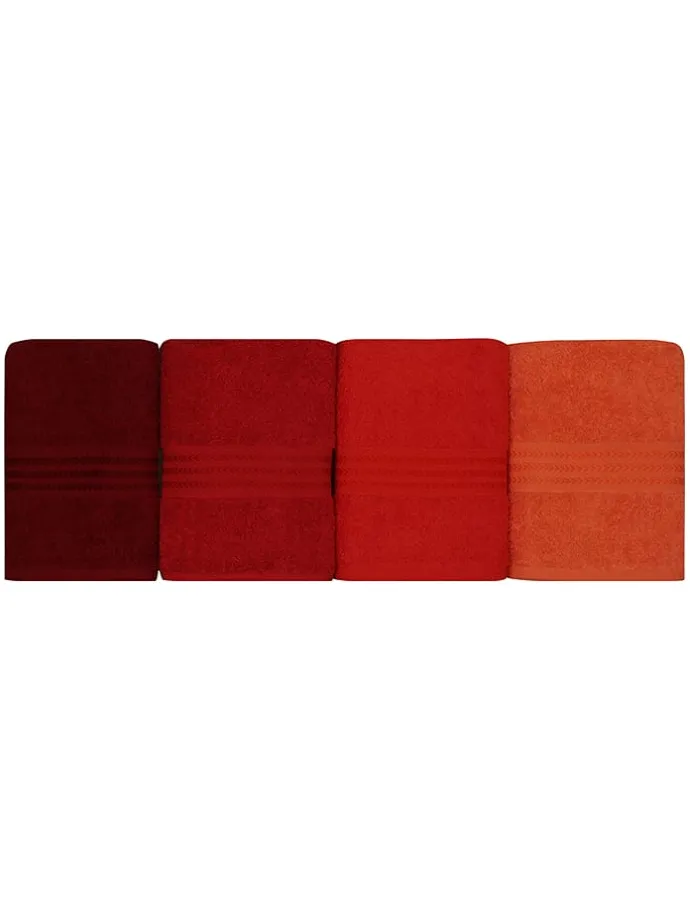 4er-Set: Handtücher "Rainbow" in Bordeaux/ Rot/ Orange
