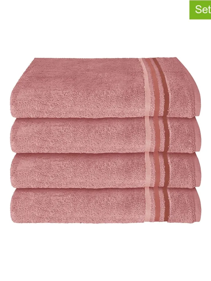 4er-Set: Handtücher "Skyline" in Rosa