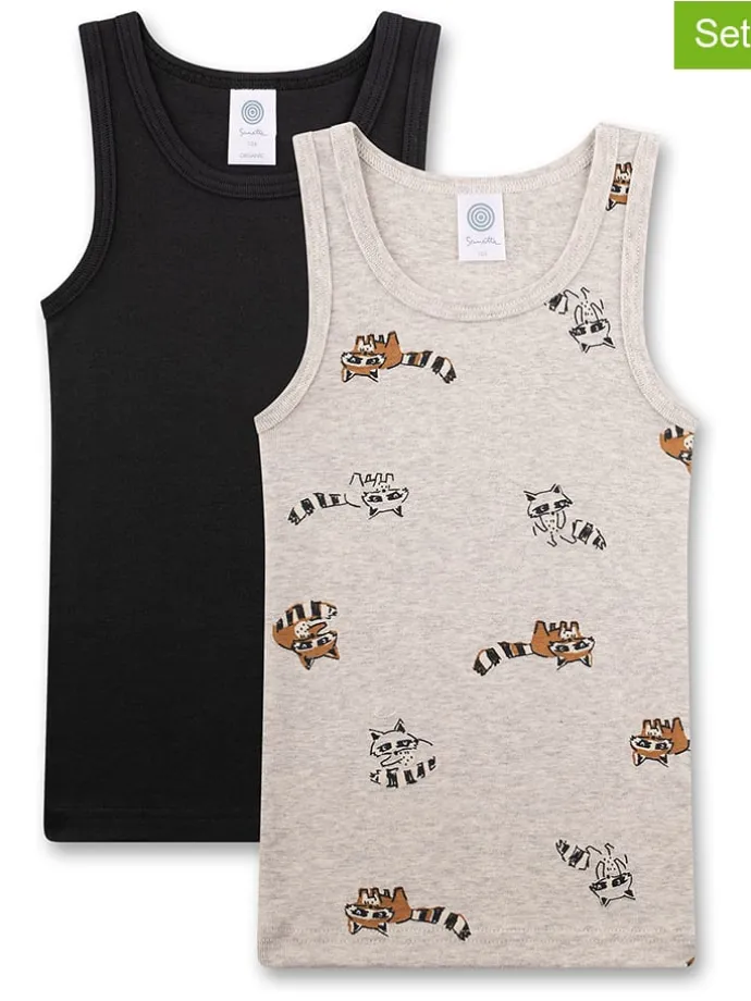 2er-Set: Hemdchen in Schwarz/ Beige