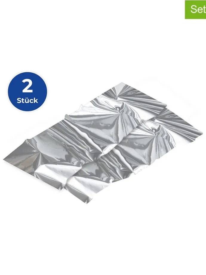 2er-Set: Isolierschutz-Folien in Silber - (L)220 x (B)90 cm
