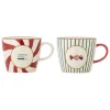 2er-Set: Jumbotassen ''Yule'' in Creme/ Rot/ Grün - 380 ml