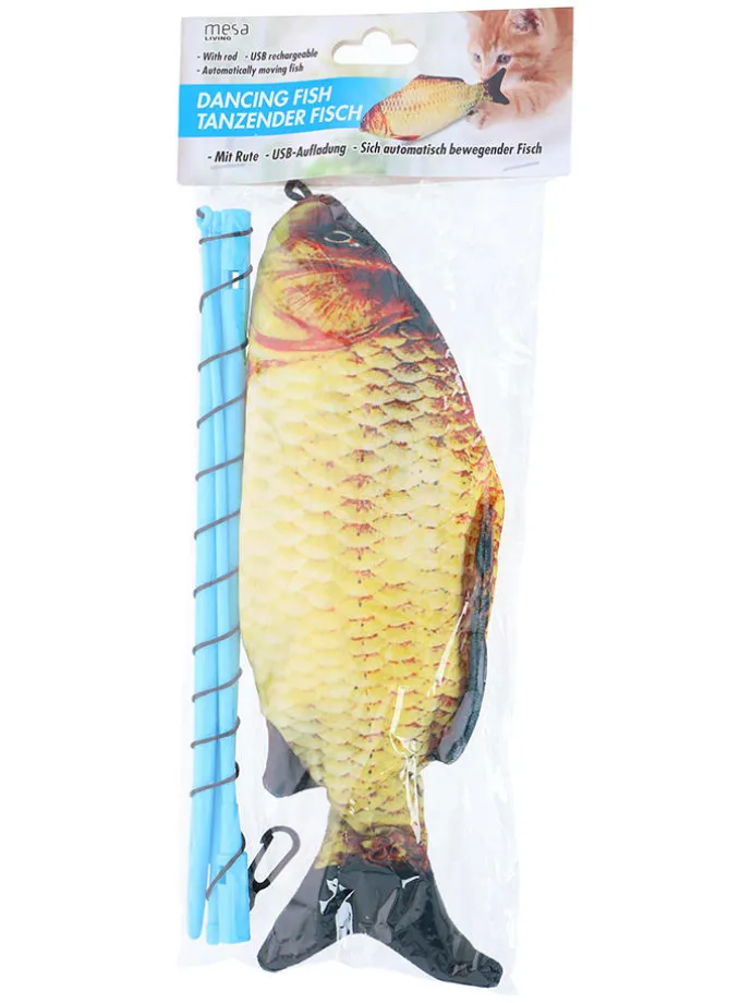 2er-Set: Katzenspielzeuge ''Dancing fish'' in Orange/ Gelb - (L)30 x (B)23 cm
